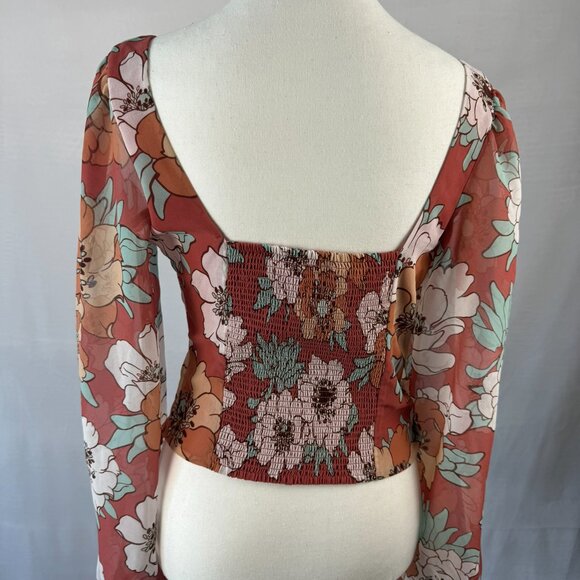 Aritzia Wilfred Grace Top in Warm Sienna Red/Subtle Mint Floral - Picture 13 of 16